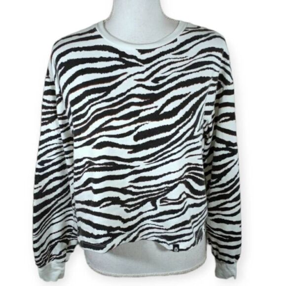 CIRCLE X BLACK & WHITE ZEBRA PRINT PULLOVER SZ.S EUC. - Picture 1 of 5